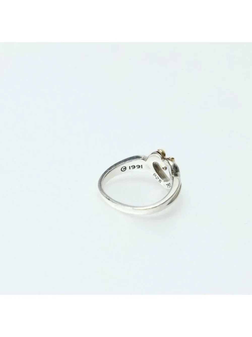 Tiffany & Co Vintage Ring Heart Ribbon 18K Yellow Gold 925 Sterling Silver